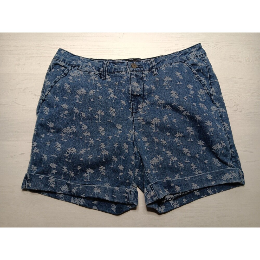 Earl Women's Jean Shorts Size 16 Palm Tree Cuffed Denim Tropical